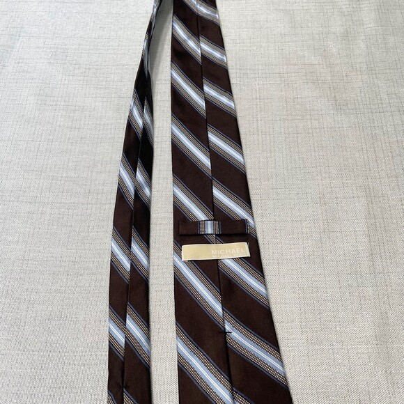 NWOT Michael Kors 100% Silk Men’s Tie. Brown and Blue. - Picture 9 of 10